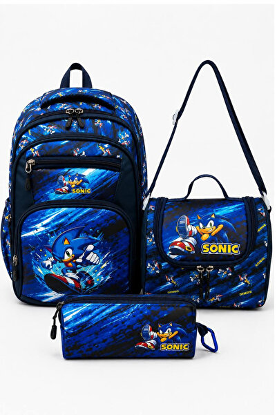 Bliss Licensed Sonic Patterned Elementary School Bag Thermal Lunch Box Pencil...