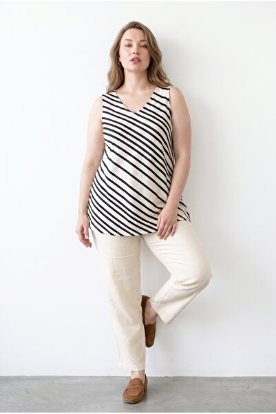 Stil Diva Striped Sleeveless T-Shirt