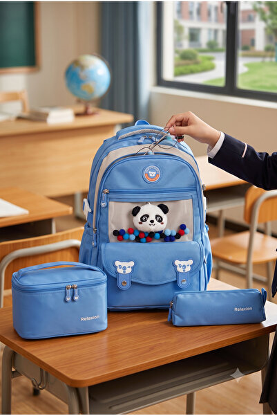 Relaxion Set of 3 Children's Primary School Bags with Pen Holder and Lunch Ba...