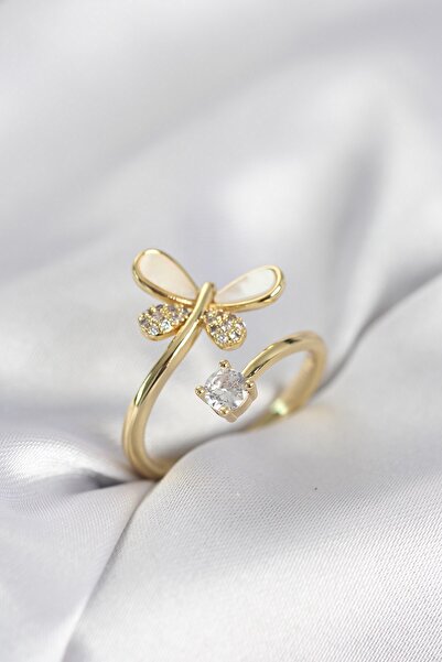 Inure Jewelry Gold Color Dragonfly Model Zircon Stone Women's Ring