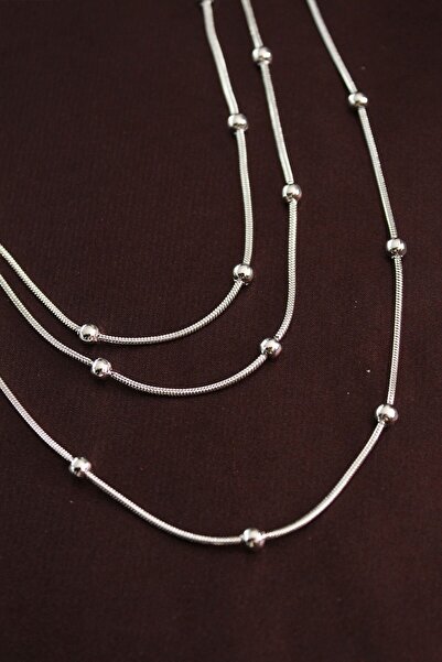 Inure Jewelry 316L Steel Silver Color Minimal Ball Chain Model Multiple Necklace
