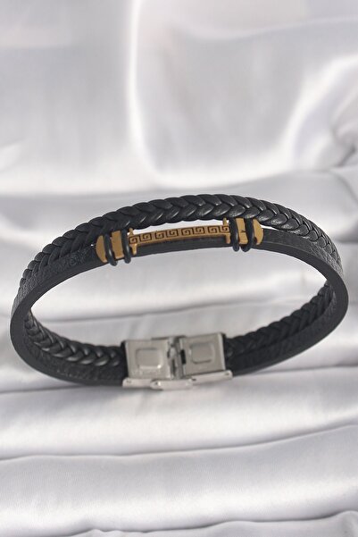 Inure Jewelry 316L Steel Gold Color Zigzak Embroidered Accessorized Double Ro...
