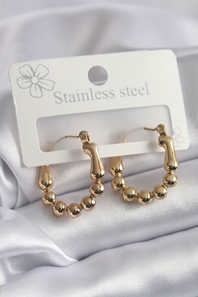Inure Jewelry 316L الصلب الذهب اللون كعب هوب نموذج أقراط نسائية