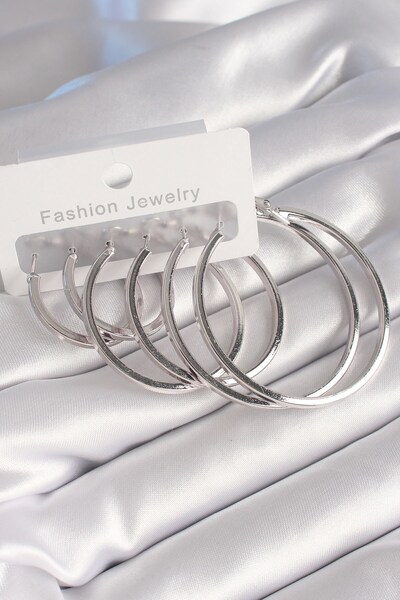 Inure Jewelry مجموعة أقراط نسائية بنموذج حلقة فضية اللون نحاسية