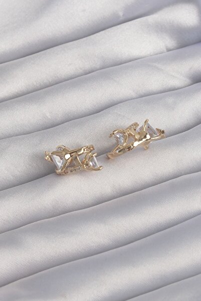 Inure Jewelry أقراط دائرية على شكل فراشة من حجر الزركون الكبير باللون الذهبي ...