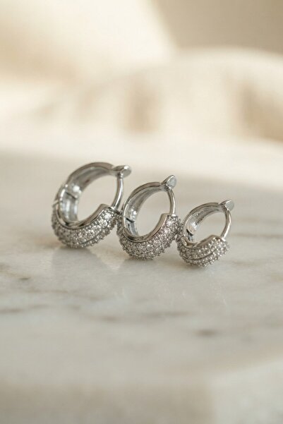 Inure Jewelry طقم أقراط فضية اللون مكون من 3 قطع من حجر الزركون
