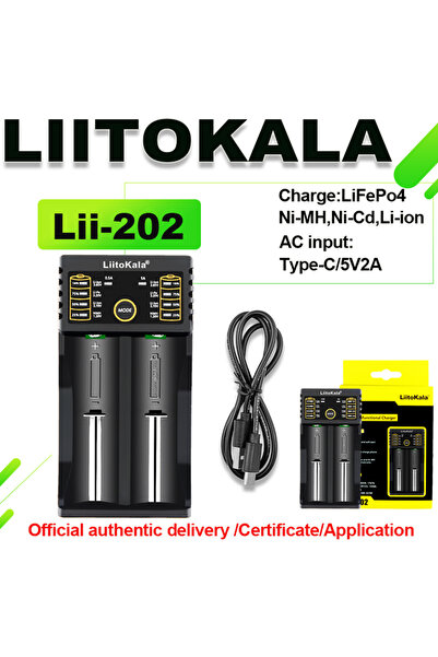 Choice3 شاحن LiitoKala Li-202 لبطاريات 18650 و21700 و20700 و26650 و14500 و163...