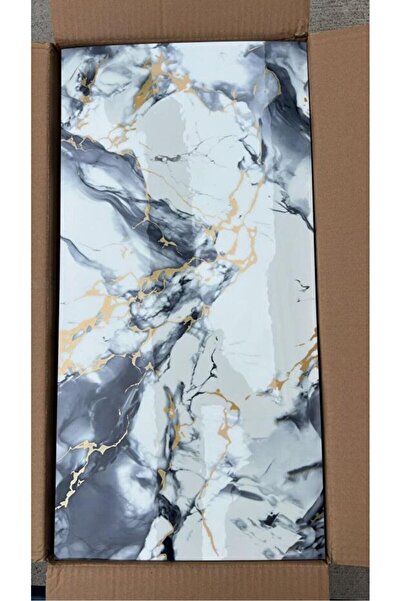 Bien Home 30x60 Cm Mavi Mermer Desenli Kendinden Yapışkanlı Seramik Köpük Banyo WC Kaplama PVC Duvar Paneli