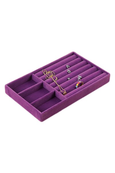 Choice 2-in-1 tray 1PC, Flocking Jewelry Box Jewelry Tray, Color: Violet