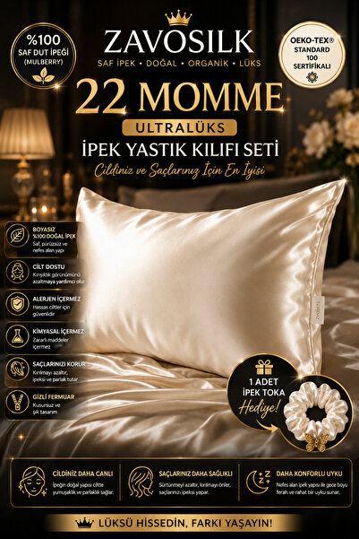 ZAVO ipek yastik kilifi 22 momme, yüksek kaliteli, dayanikl ve lüks bir ipek ...