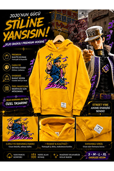 FG KONNİCHİWA JOJO Anime Design Hooded Sweatshirt Hoodies Anime Manga Unisex ...