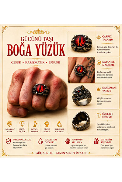 FG KONNİCHİWA Gotik Vintage EJDERHA GÖZÜ Yüzük Erkekler Kadınlar için