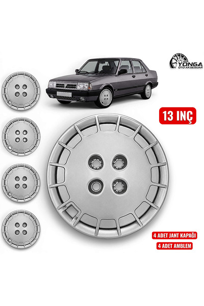 YONGA OTO AKSESUAR TOFAŞ ŞAHİN 13 İnç Jant Kapağı 4'lü Set Gümüş + 4 Amblem