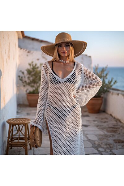TOFAN TRİKO KNIT LACE BEACH DRESS