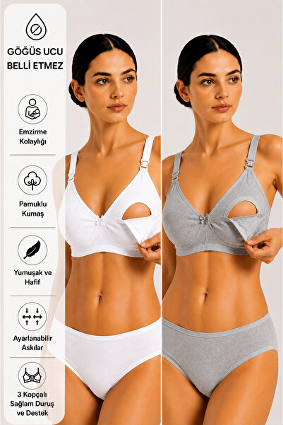 cicial 2-Pack Cotton Nursing Bra (3 Cups)