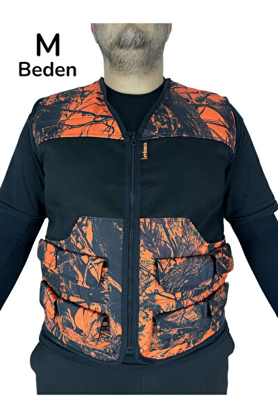 UYĞURCA M Beden Turuncu Ağaç Desen Avcı Yeleği - 40 Fişek Kapasiteli - 12 Kal...
