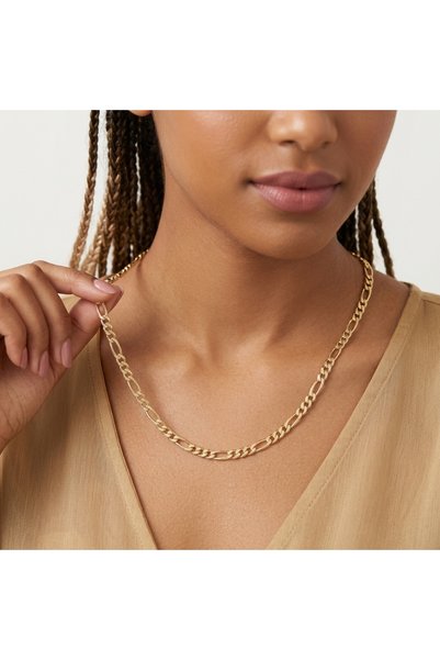 Snartun Cm Jewelry Figaro Chain Women's Necklace Gold 45 cm |   Stainless Steel |   It Doesn'T Get Dark |   Special Boxed