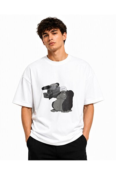 Inscriptie Ουνισέξ Βαμβακερό T-Shirt Υψηλής Ποιότητας  "Gorilla Video "