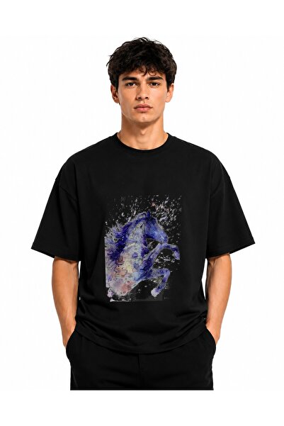 Inscriptie Tricou Unisex Bumbac Premium Casual " Pictura cai "