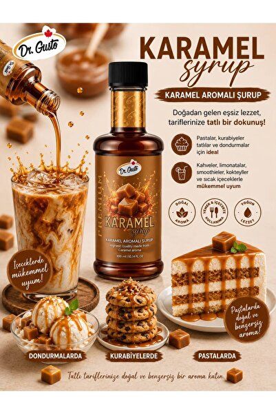 Dr. Gusto Karamel Aromalı Kokteyl Şurup 300 ml.