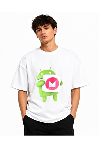 Inscriptie Unisex Premium Cotton Casual T-Shirt "Android Marshmallow logo"