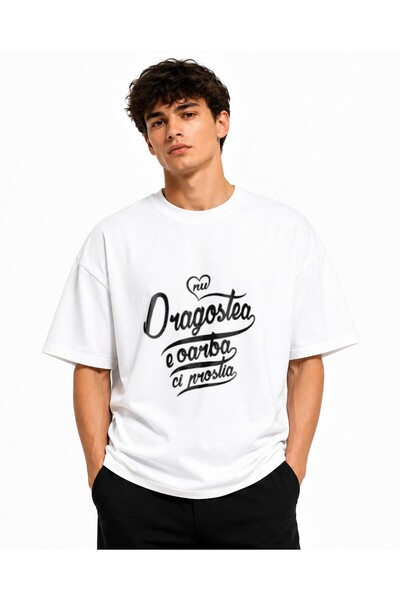 Inscriptie Tricou Unisex Bumbac Premium Casual " Nu dragostea e oarba, ci pro...