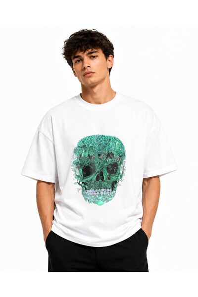Inscriptie Ουνισέξ Βαμβακερό T-shirt Υψηλής Ποιότητας  "Κρανίο Όλων των Αγίων "