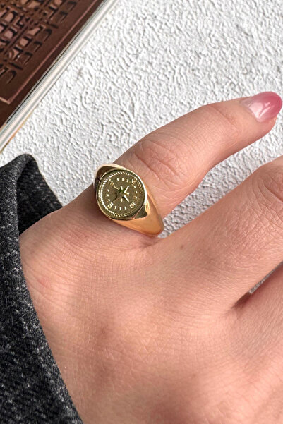 Leo'Stone Çelik Yüzük Gold Ayarlanabilir Altın Kadın Kararmaz