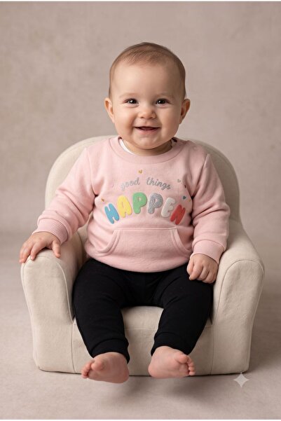iza Light Pink Girls Sweatshirt, Snug & Stylish