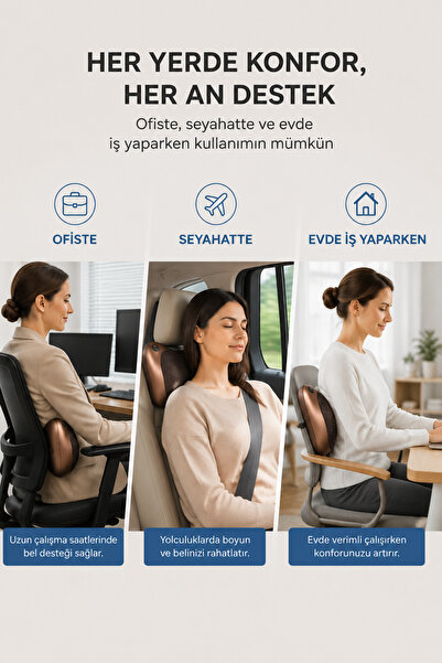 Relax Human Touch Teknolojili Isıtmalı Bacak Boyun Karın Siyah Masaj Aleti Masaj Yastığı