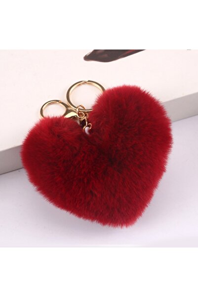 Choice 07 New Heart Plush Hair Ball Keychain Women Leopard Pompom Love Car Ke...