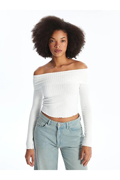 LC Waikiki Xside Strapless Plain Long Sleeve Crop Women's Blouse
