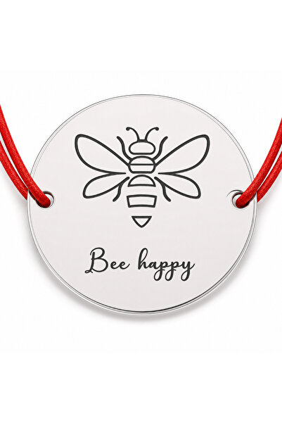 Simoshop Brățară argint 925 cu bănuț albină Bee Happy, șnur reglabil — cadou ...