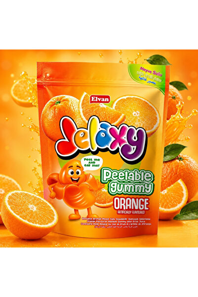 jelaxy Peelable Portakal Aromalı Soyulabilir Yumuşak Şekerleme 65 Gram 12 Adet (1 Kutu)