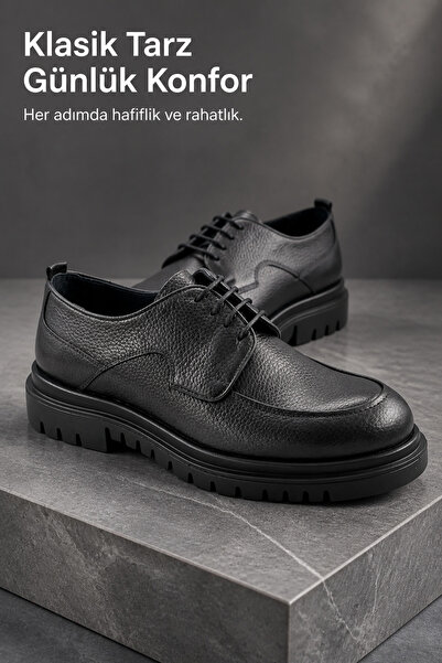 PATRICK CASSA Men's Classic Lace-Up Leather Shoes Comfortable Lightweight Dai...