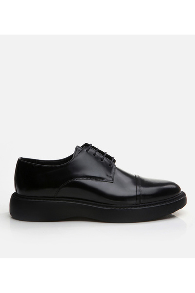 Hotiç Men's Leather Black Casual Shoes