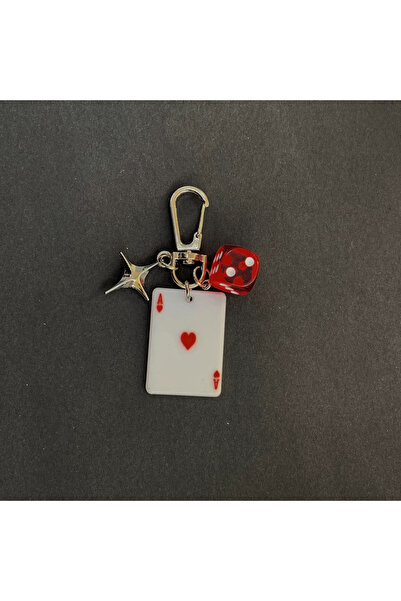 Choice Red New Personalized 3D Stereoscopic Color Dice Playing Card Keychain ...