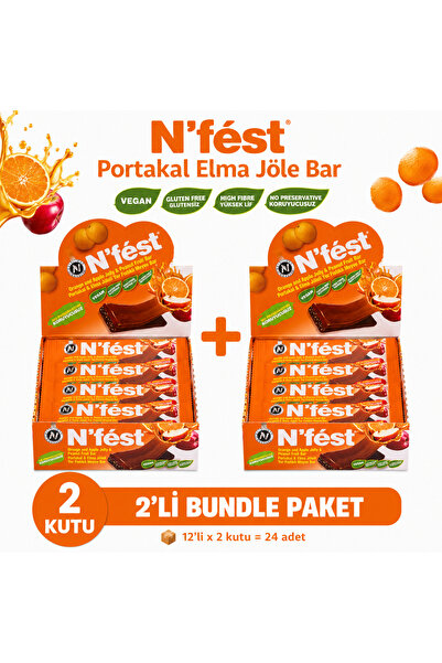 Nfest Jöleli Meyve Bar Portakal Ve Elma Jöleli Yer Fıstıklı 40g X 24 Adet