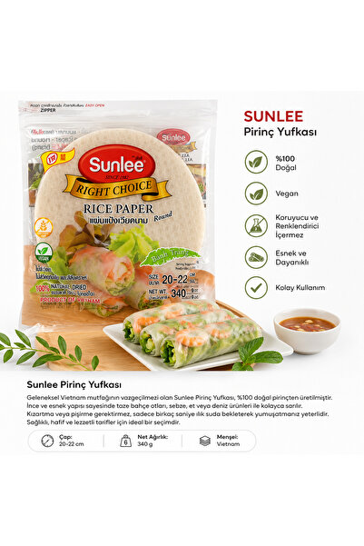 sunlee Rice Paper /Pirinç Yufkası 44 Yaprak (20-22 cm) 340 gr