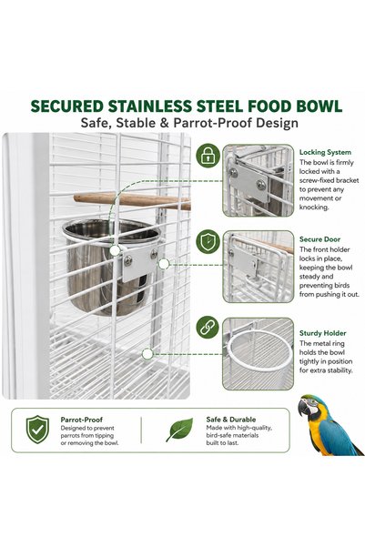 Dayang BE23 Heavy-Duty Standing Parrot Cage (165cm) – Large White Playtop Villa for Macaws, Cockatiels, and Conures