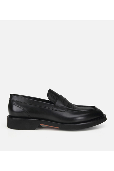 Hotiç Erkek Deri Siyah Kalın Tabanlı Klasik Loafer