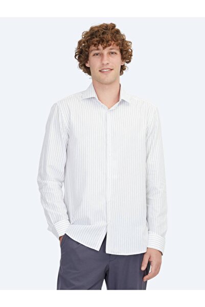 Kip Blue Regular Fit Long Woven Classic 100% Cotton Shirt