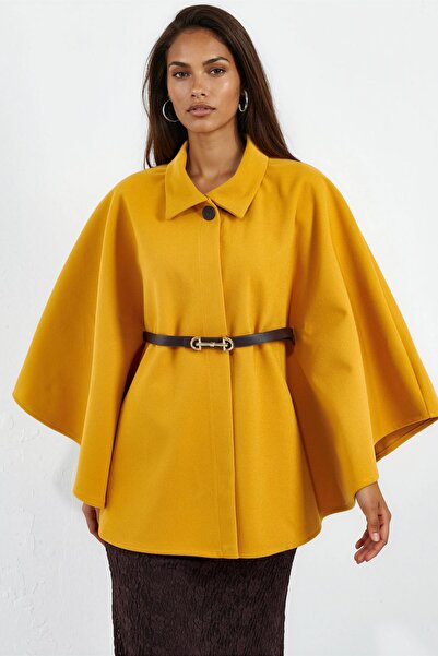 Hiccup Bdart Belted Tweed Cape Coat