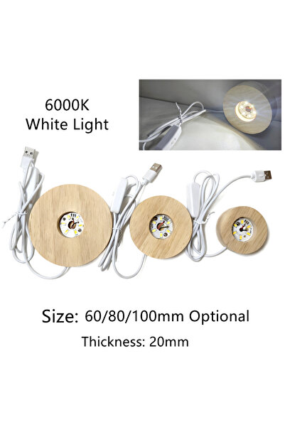 Choice9 60x60x20mm White Light 100/80/60mm Switch USB Wood Desktop Decorative...