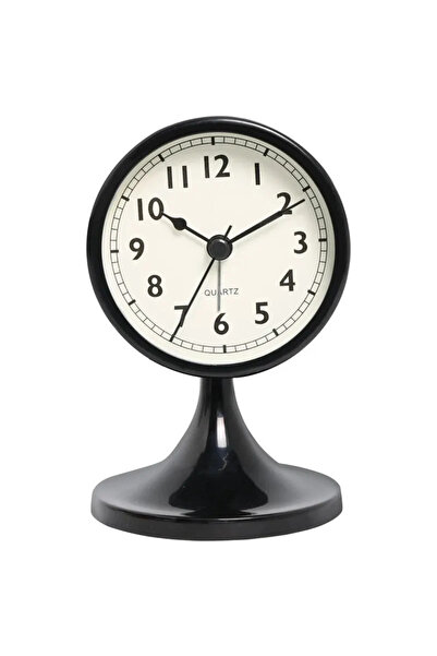 Choice Black Stylish Nordic Metal Alarm Clock with Night Light – Silent Round...