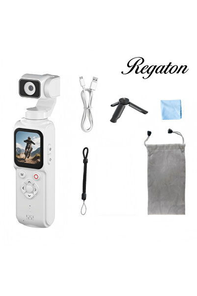 Choice3 With 64GB Card WHITE Regaton 4K Action Camera 330° Face Tracking Gimb...