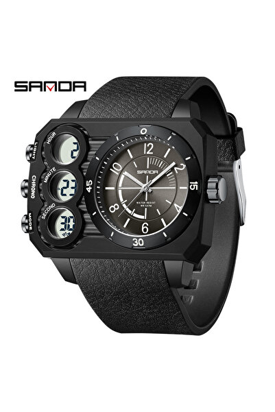 Choice All Black SANDA Fashion Electronic Watch Outdoor Sports Multi function...