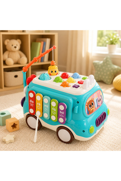 Salamandra Kids Интерактивна образователна играчка 6 в 1, Музикален автобус з...