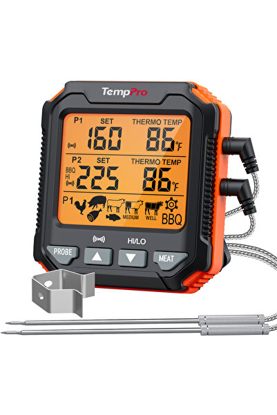 Choice ترمومتر طعام إلكتروني TempPro TP717 بمسبارين مزدوجين وإضاءة خلفية للطب...
