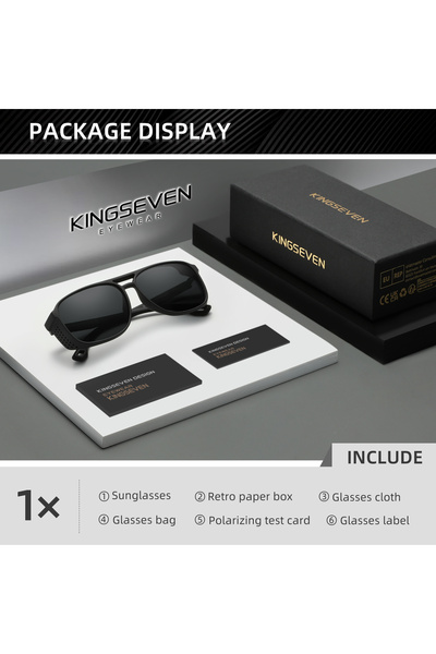 choice2 نظارات شمسية KINGSEVEN مستطيلة الشكل كبيرة الحجم باللون الأسود والرما...